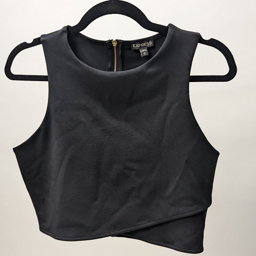 NWT Express Cropped Cutout Back Black Tank Size M